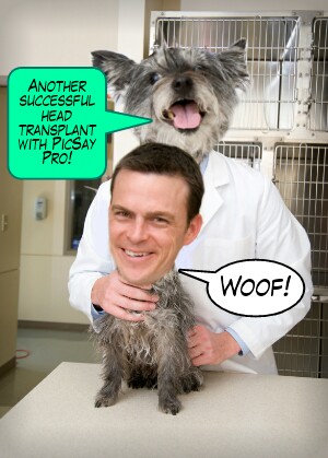 Dog Man Head Transplant with PicSay Pro